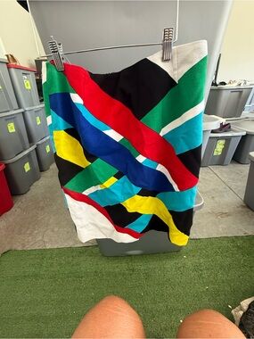 Colorblock Abstract Print Pencil Skirt - Multicolor p48